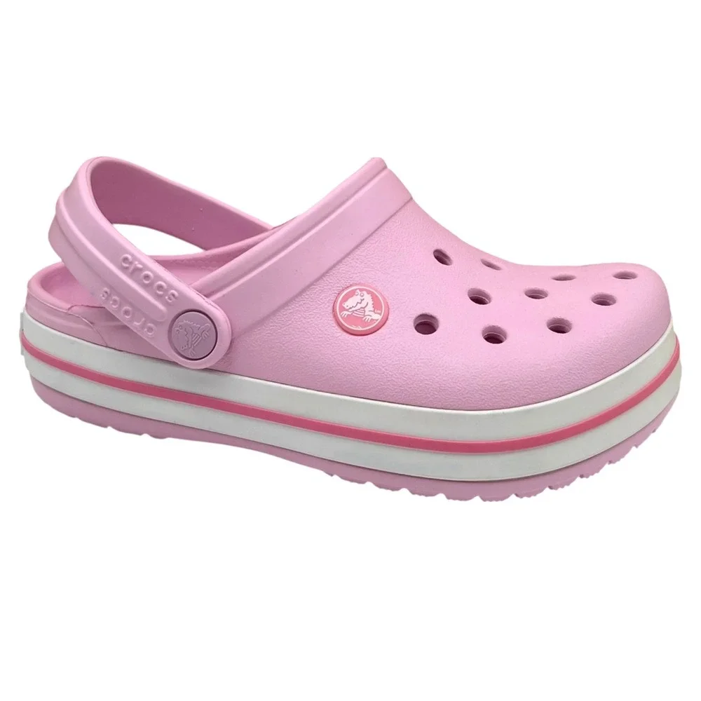 Crocs Big Girls Slip-on Clogs Size 2 (J2) Light Pink Water Friendly Lightweight